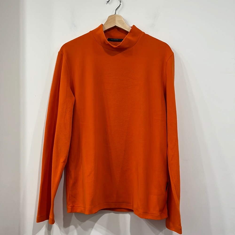 Valentino Jeans Orange Fleece Long Sleeve Top Large